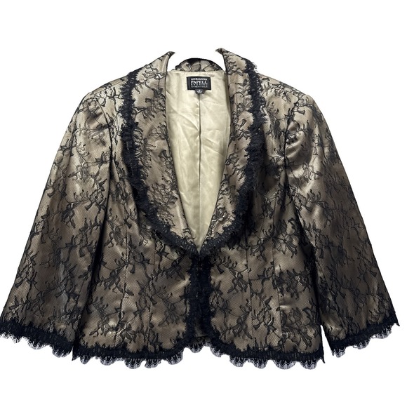 Adrianna Papell Jackets & Blazers - Adrianna Papell Evening Essentials Lace Jacket Size 12 Whimsical Whimsigoth 3/4